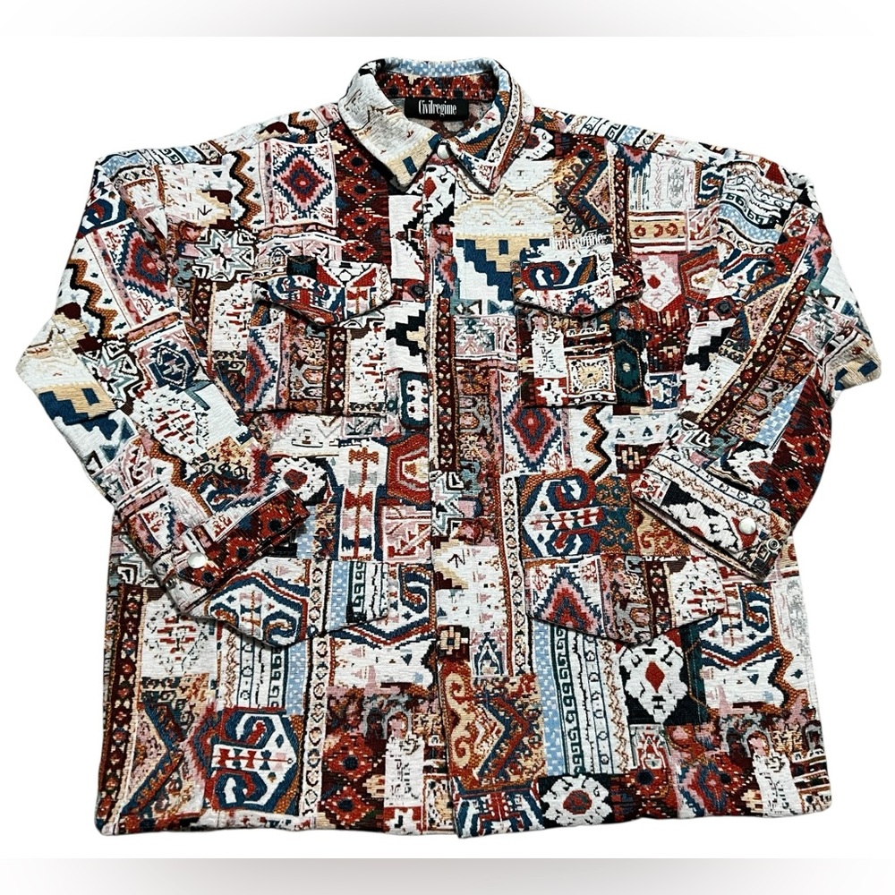 Civil Regime sacred canyon tapestry men’s‎ jacket size X-Small Aztec multicolor